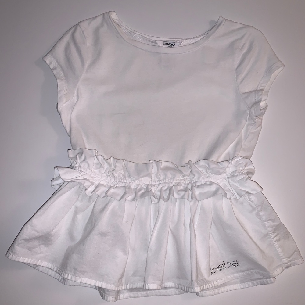 Bebe‎ Girl White Peplum Shirt Size: Large